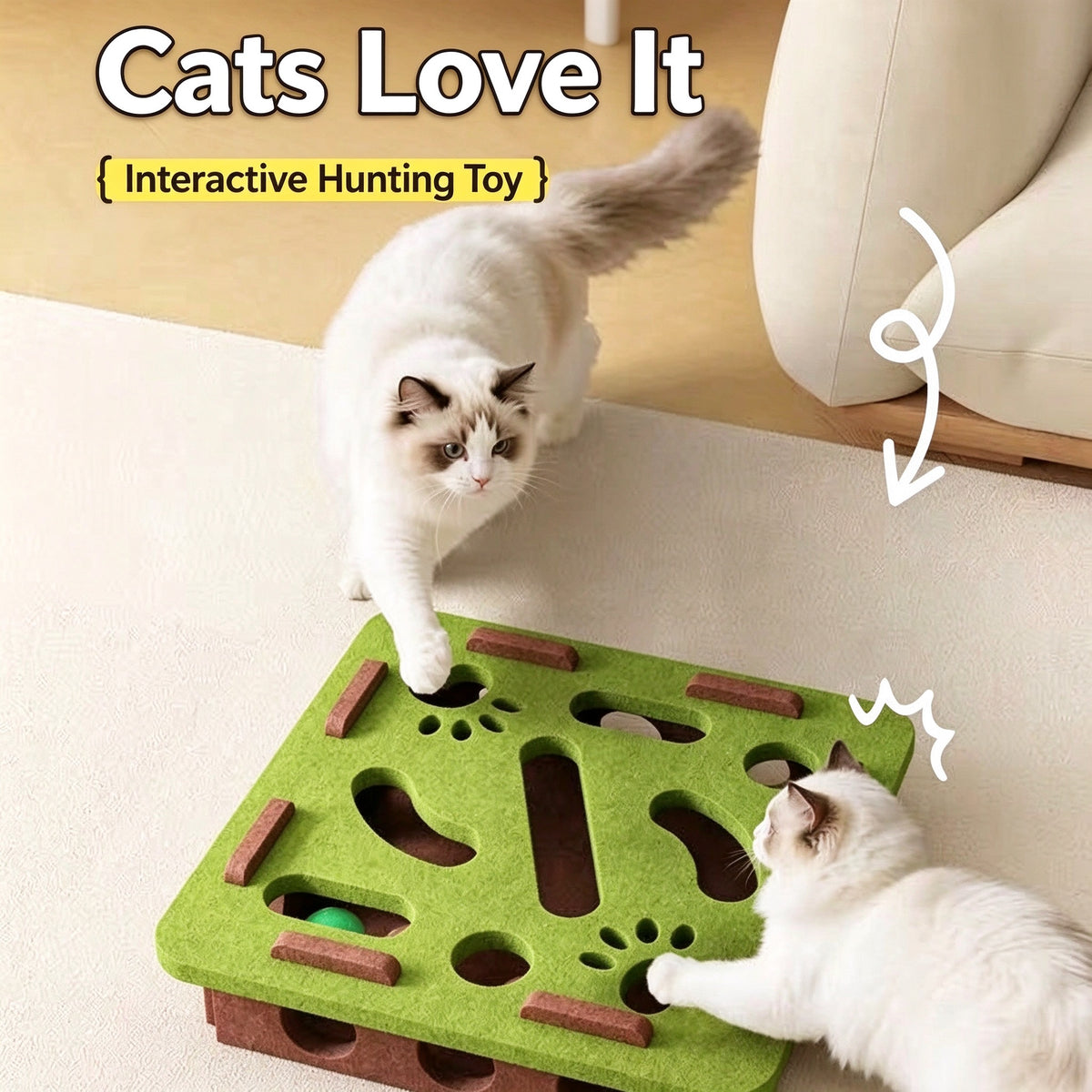 Interactive Cat Puzzle Maze Toy with Bell Balls