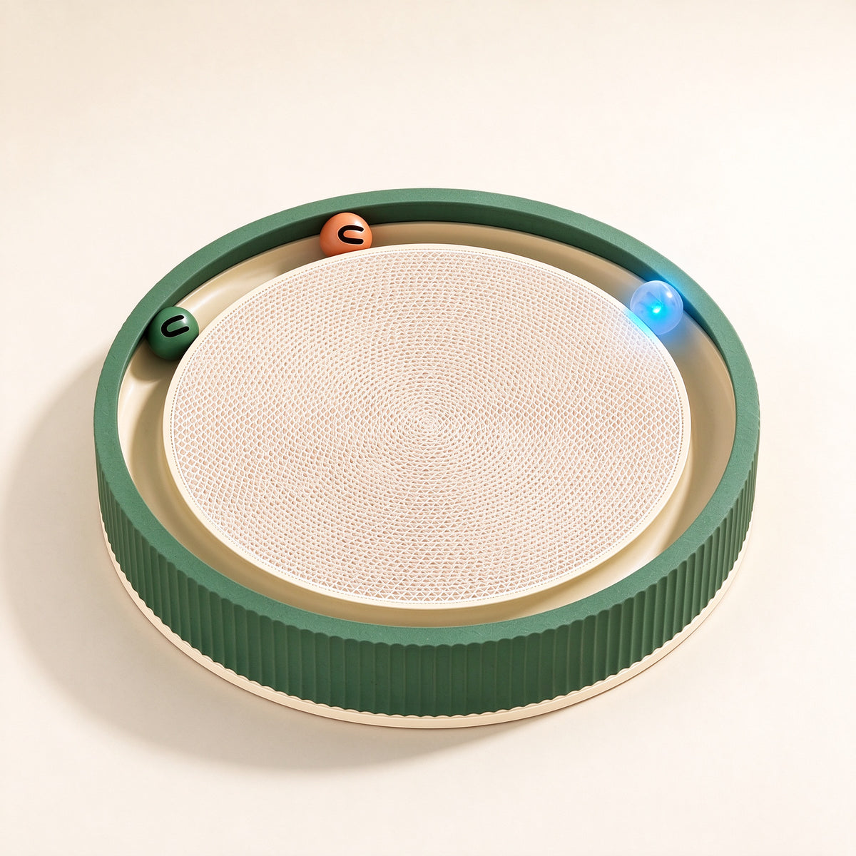 3-in-1 Round Cat Scratcher Bed with Interactive Bell Balls