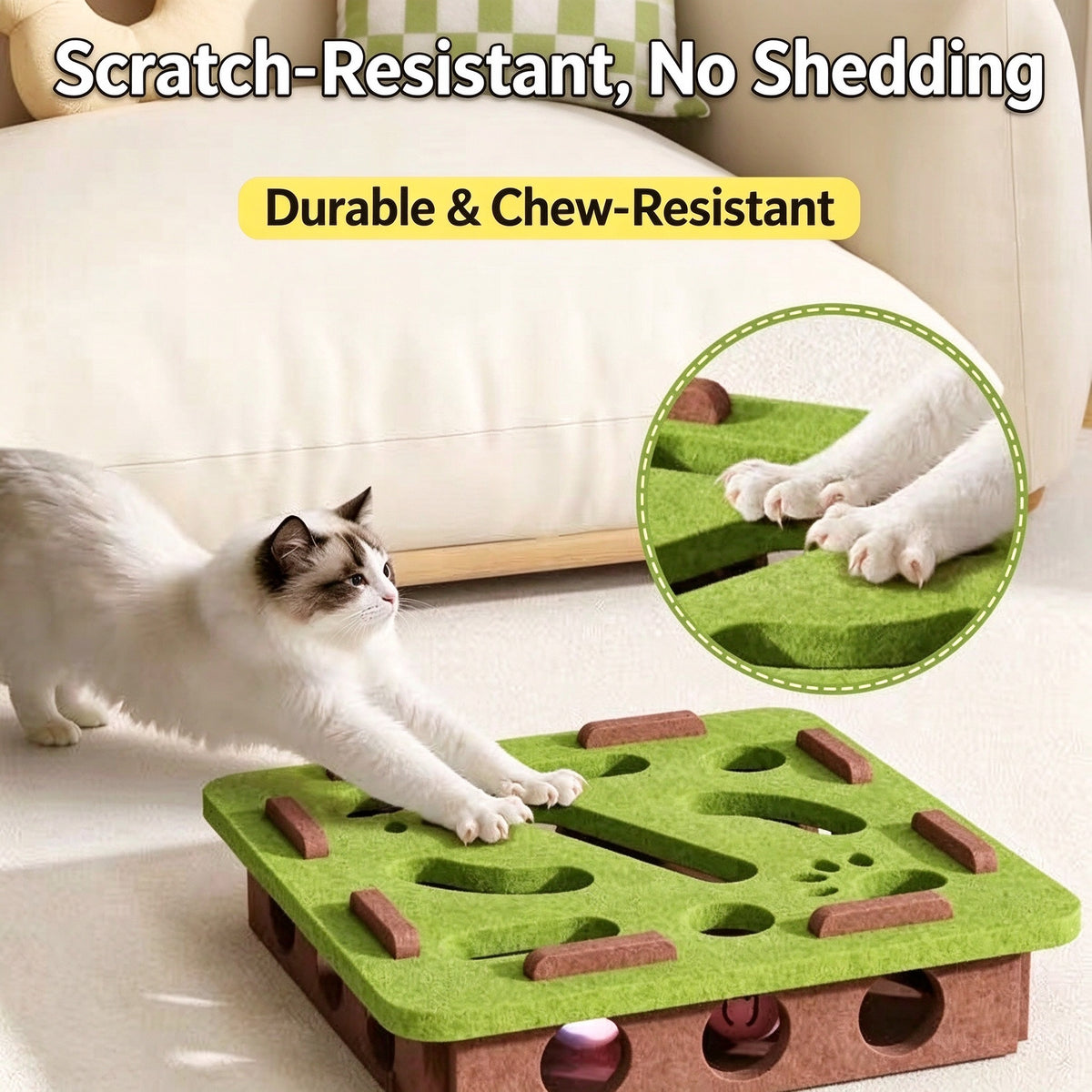 Interactive Cat Puzzle Maze Toy with Bell Balls
