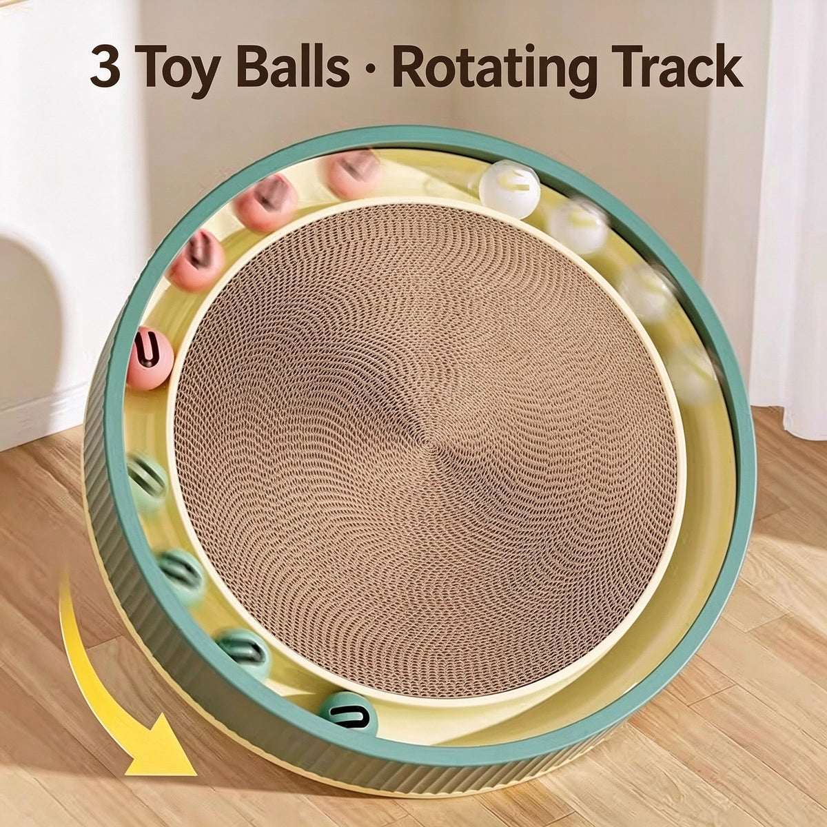 3-in-1 Round Cat Scratcher Bed with Interactive Bell Balls