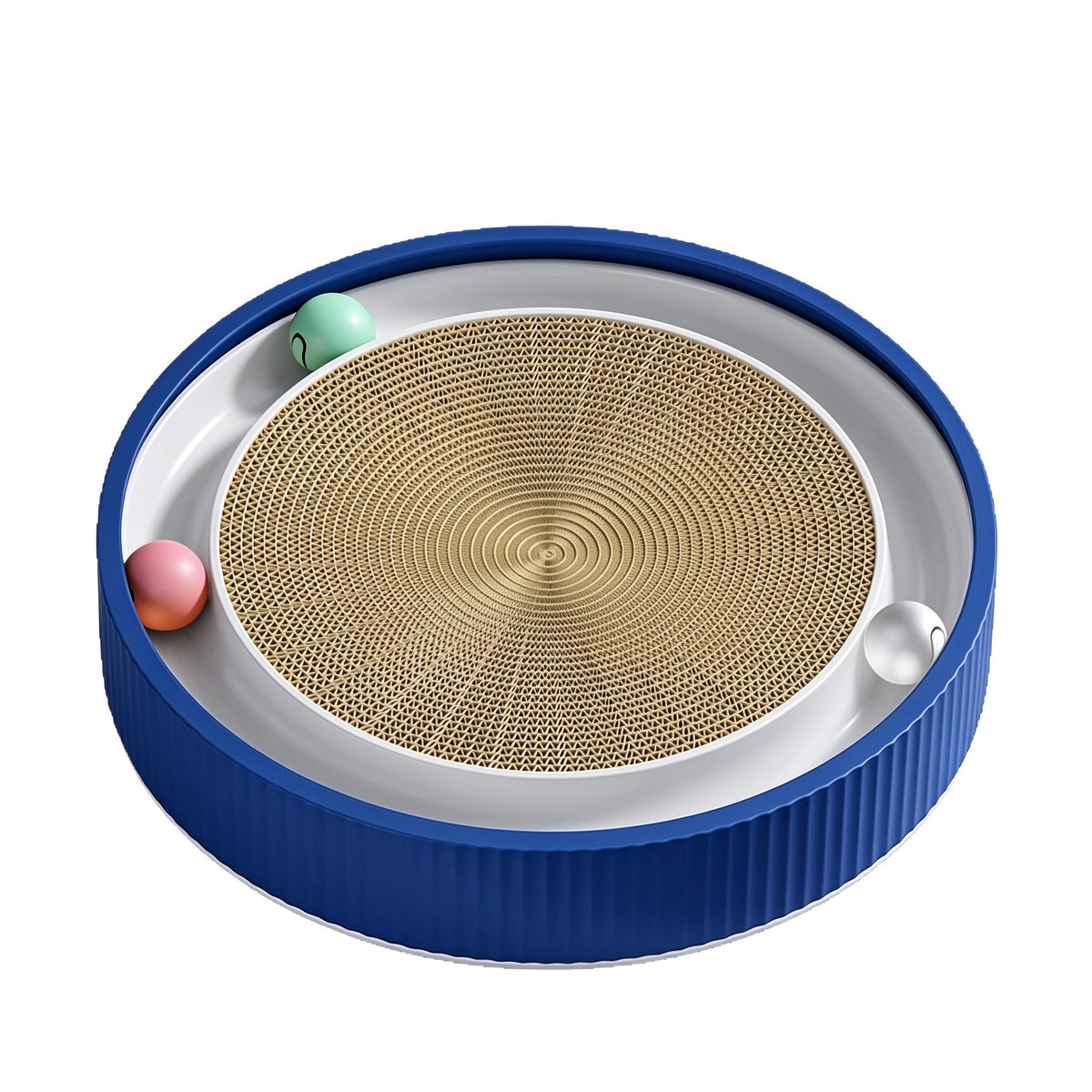 3-in-1 Round Cat Scratcher Bed with Interactive Bell Balls