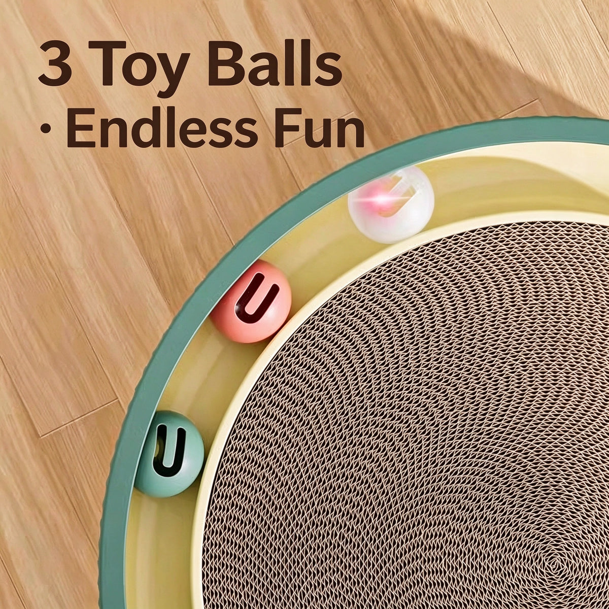 3-in-1 Round Cat Scratcher Bed with Interactive Bell Balls