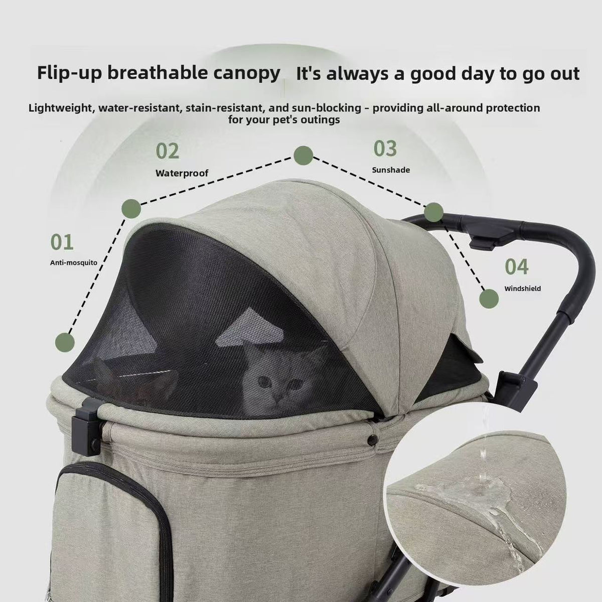 Foldable Pet Stroller for Cats and Dogs