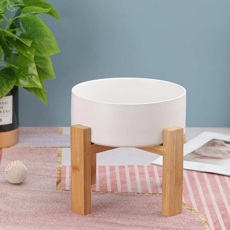 Elevated Ceramic Pet Bowl with Bamboo Stand