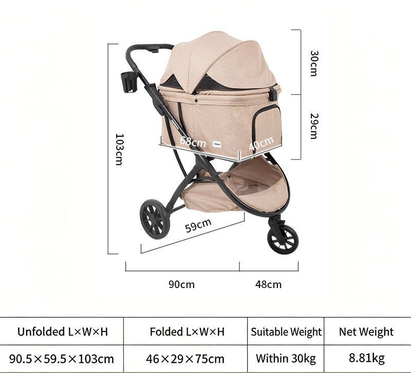 Foldable Pet Stroller for Cats and Dogs