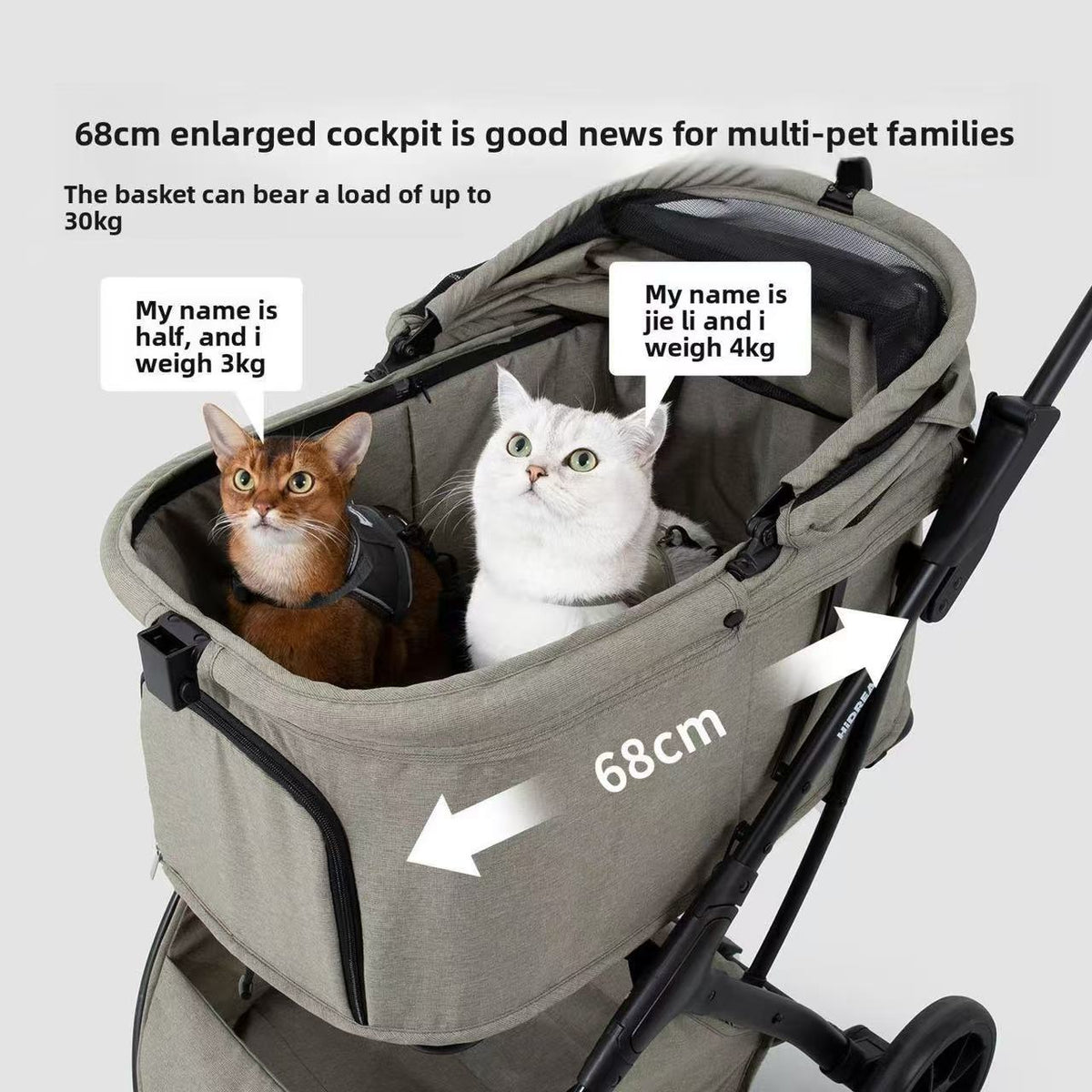 Foldable Pet Stroller for Cats and Dogs